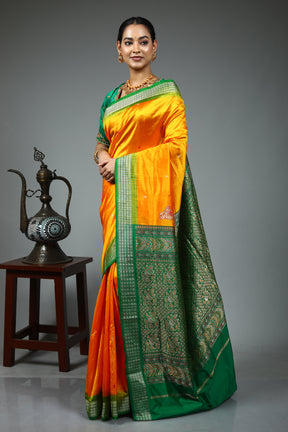 Mustard Pure Bomkai Saree