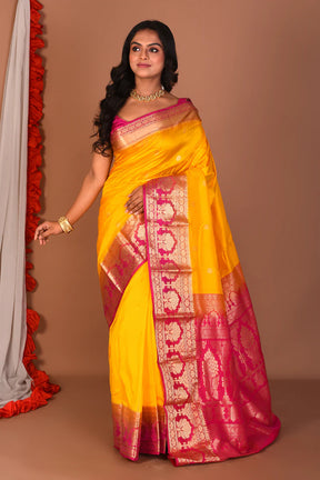 Yellow Pure Kanjivaram Silk Saree - Keya Seth Exclusive