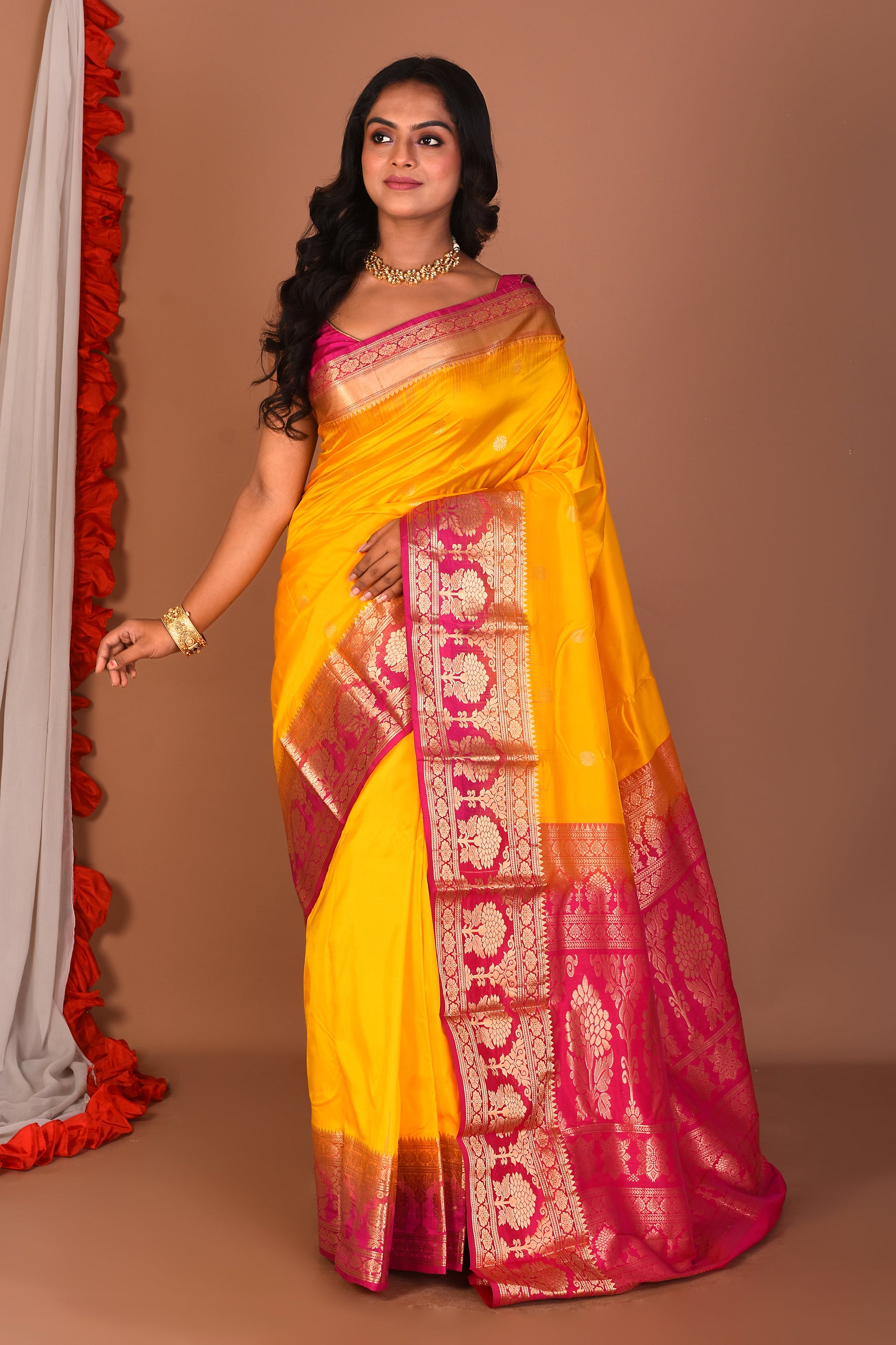 Yellow Pure Kanjivaram Silk Saree - Keya Seth Exclusive