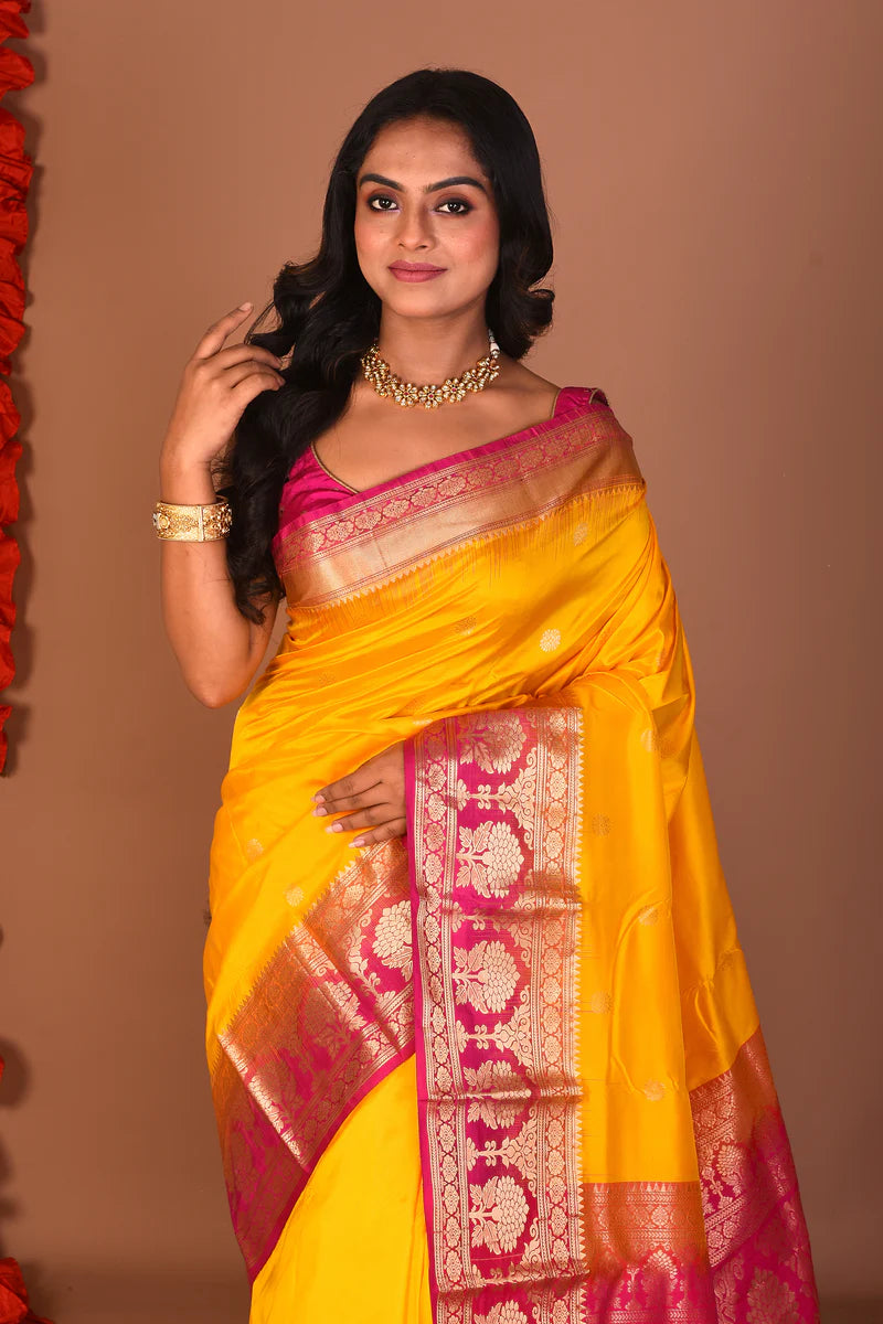 Yellow Pure Kanjivaram Silk Saree - Keya Seth Exclusive