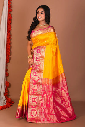 Yellow Pure Kanjivaram Silk Saree - Keya Seth Exclusive