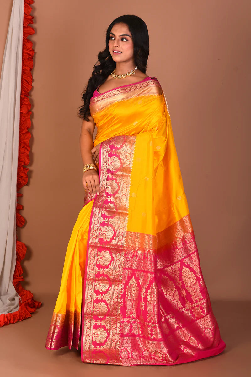 Yellow Pure Kanjivaram Silk Saree - Keya Seth Exclusive