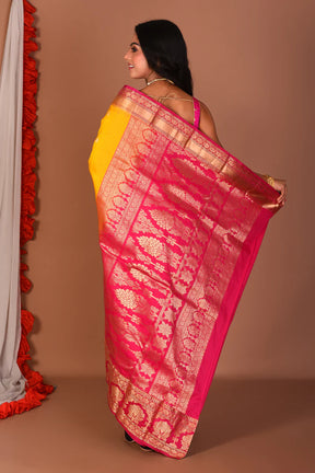 Yellow Pure Kanjivaram Silk Saree - Keya Seth Exclusive
