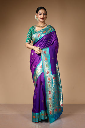 Purple Blended Art Silk Saree