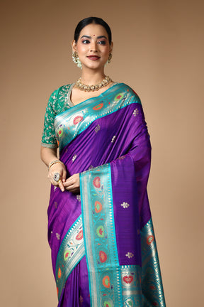 Purple Blended Art Silk Saree