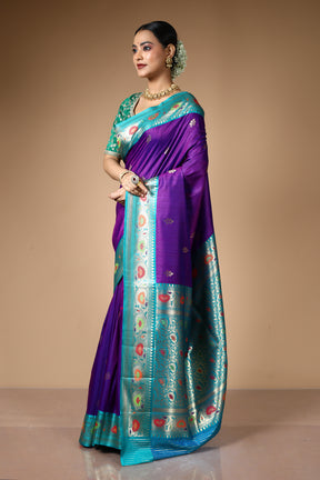 Purple Blended Art Silk Saree