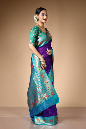 Purple Blended Art Silk Saree