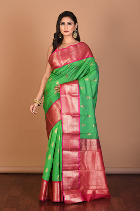 Green Blended Kanjivaram Silk Saree with Blouse Piece - Keya Seth Exclusive