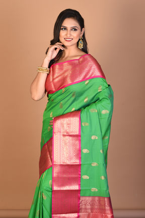 Green Blended Kanjivaram Silk Saree with Blouse Piece - Keya Seth Exclusive