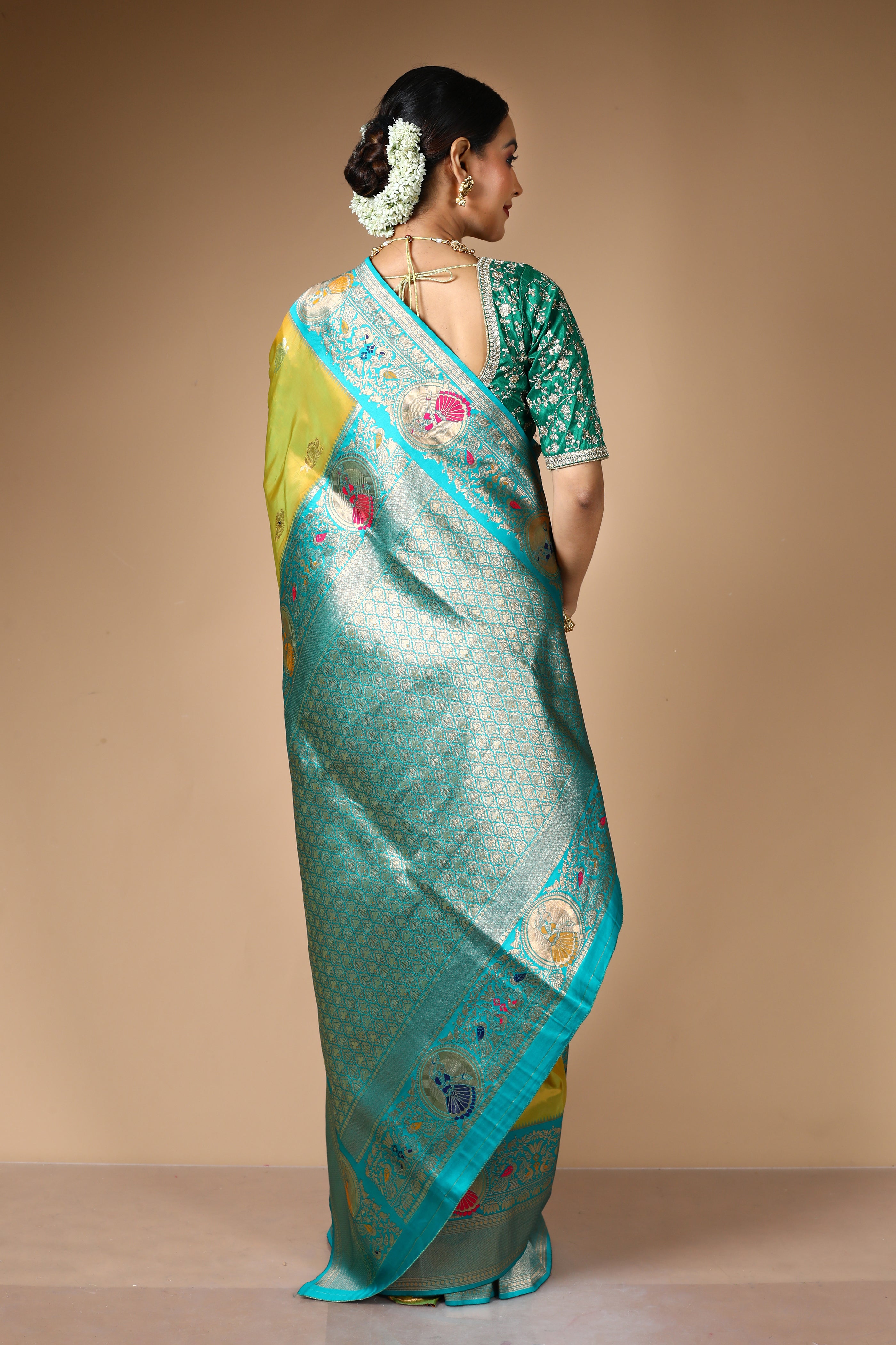 Olive Blended Art Silk Saree