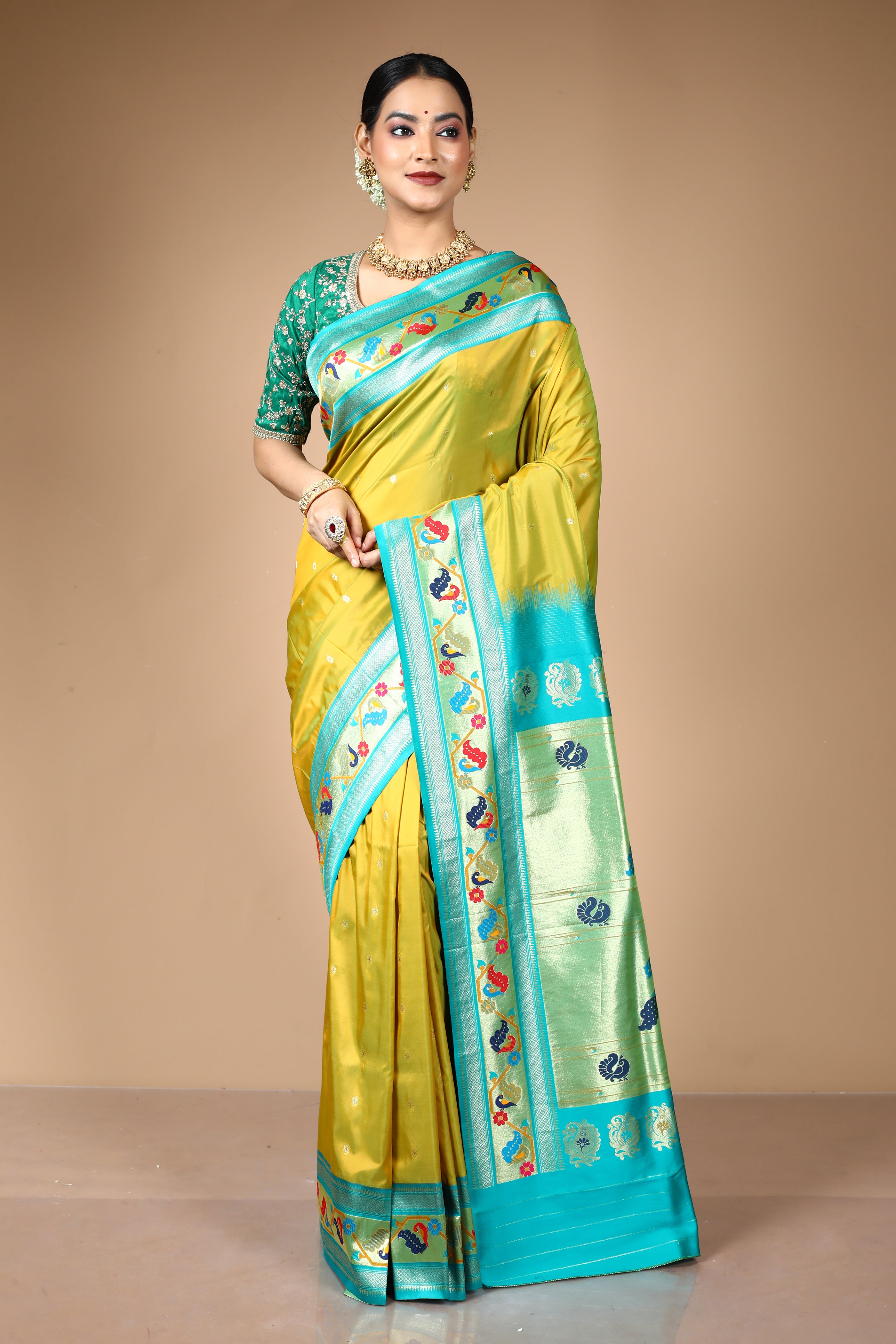Green Blended Art Silk Saree