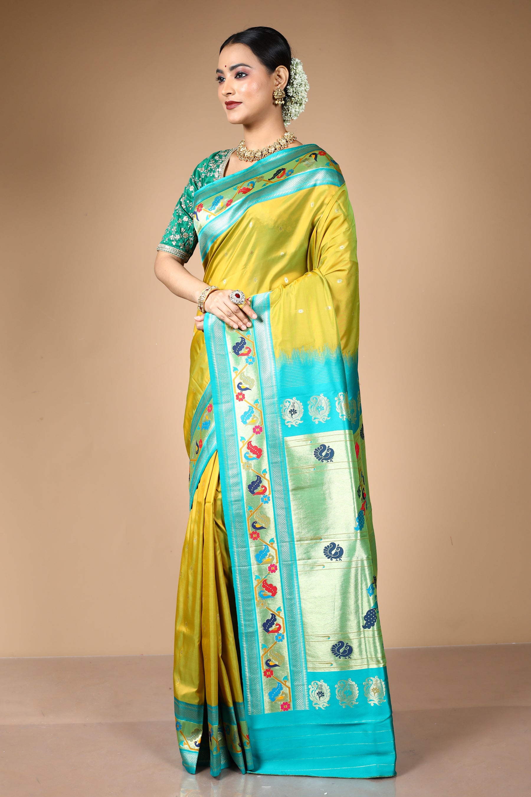 Green Blended Art Silk Saree