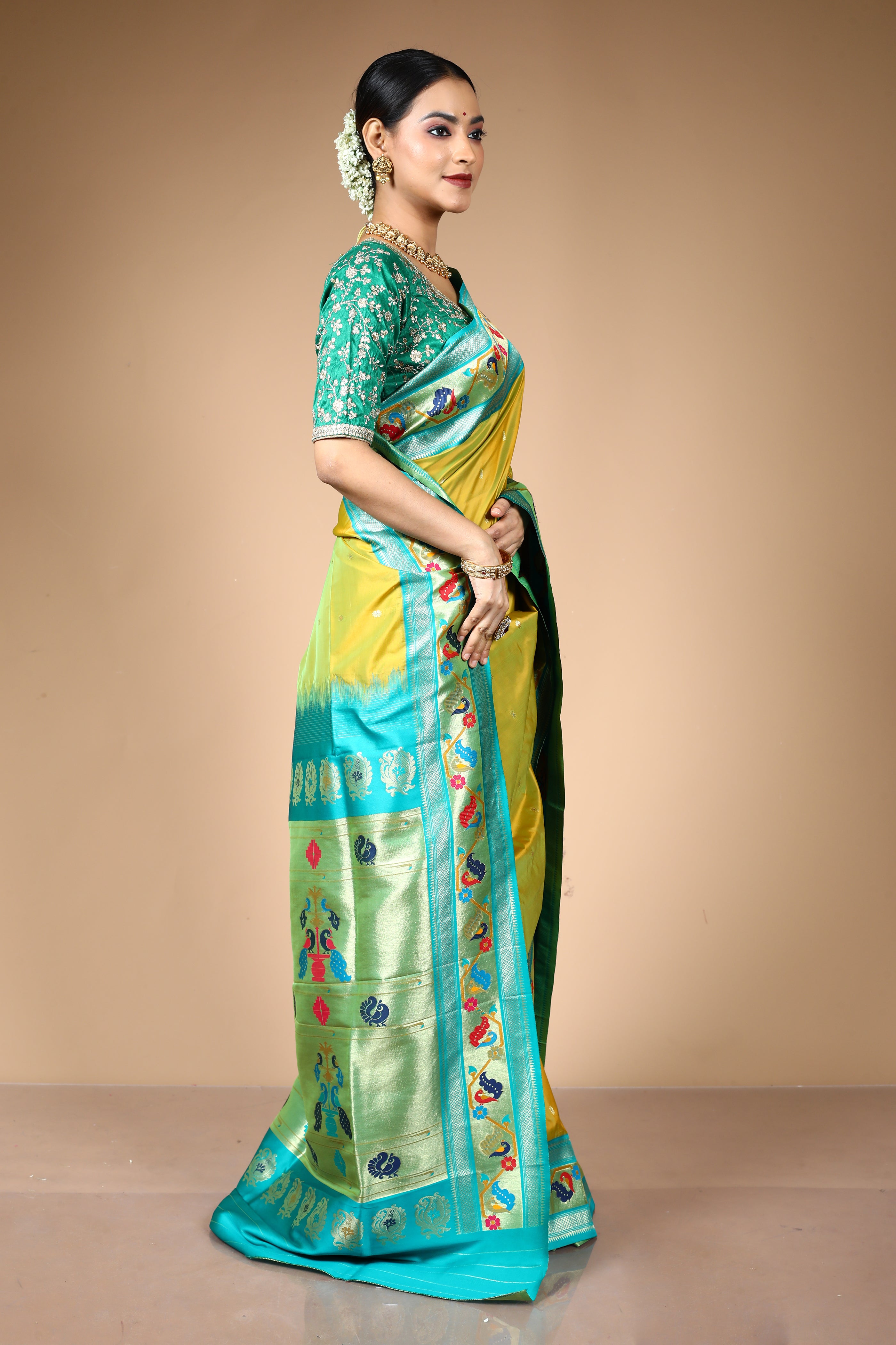 Green Blended Art Silk Saree