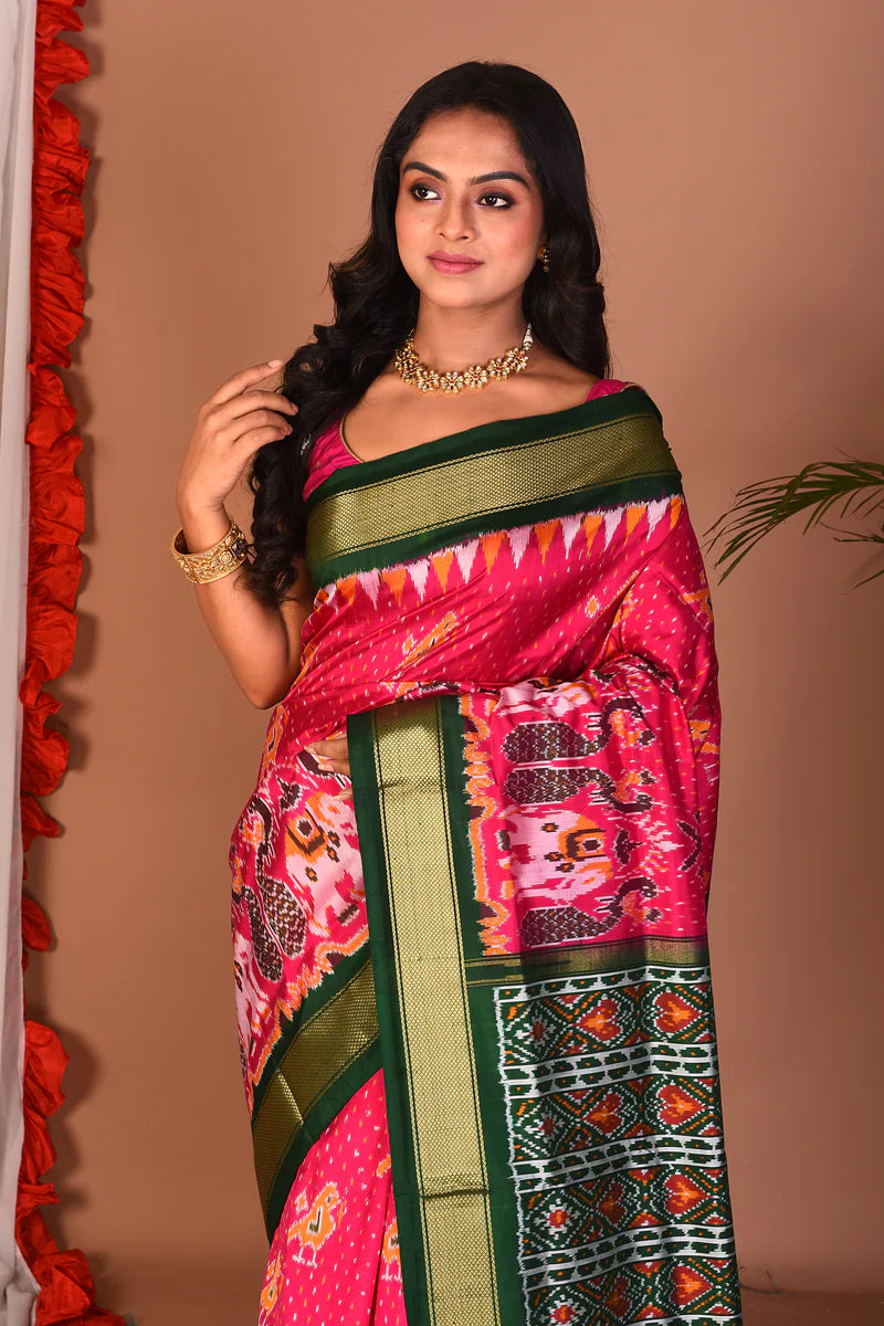 Pink Pure Ikkat Silk Saree - Keya Seth Exclusive