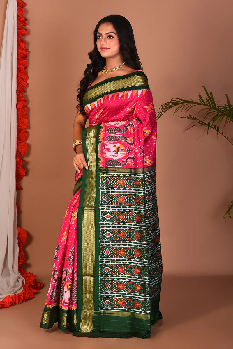 Pink Pure Ikkat Silk Saree - Keya Seth Exclusive