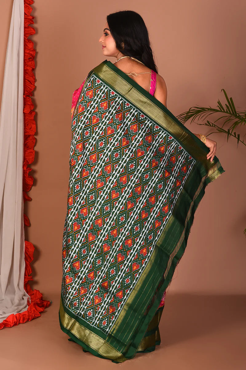 Pink Pure Ikkat Silk Saree - Keya Seth Exclusive