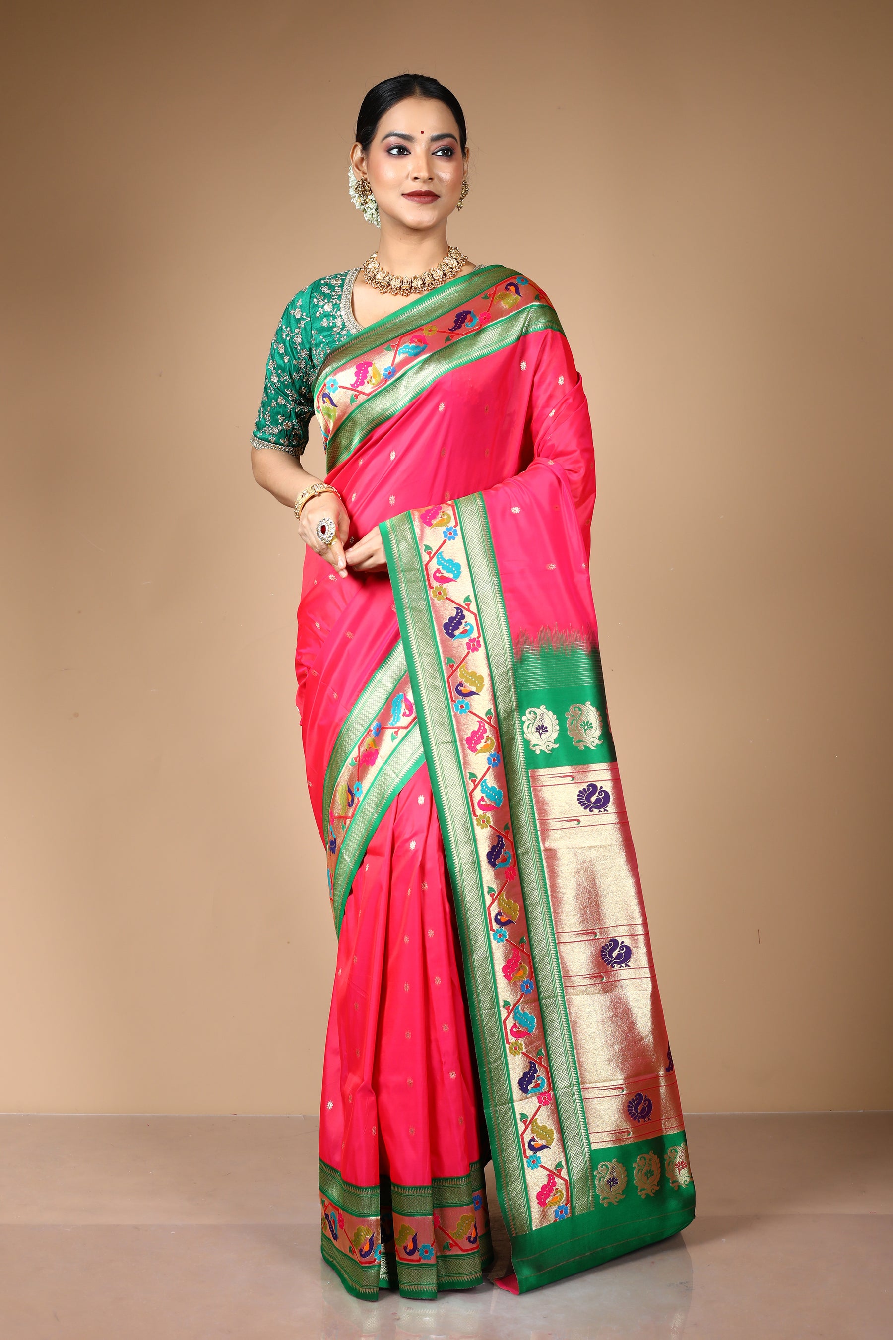 Pink Blended Art Silk Saree