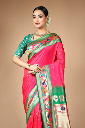 Pink Blended Art Silk Saree