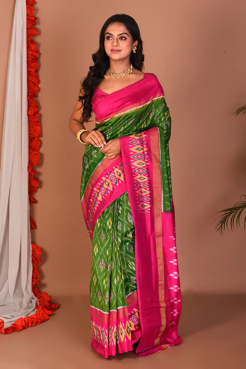 Green Pure Ikkat Silk Saree - Keya Seth Exclusive
