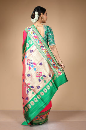 Pink Blended Art Silk Saree