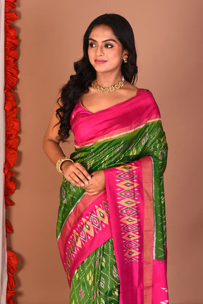 Green Pure Ikkat Silk Saree - Keya Seth Exclusive