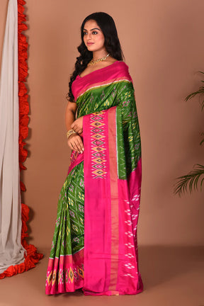 Green Pure Ikkat Silk Saree - Keya Seth Exclusive