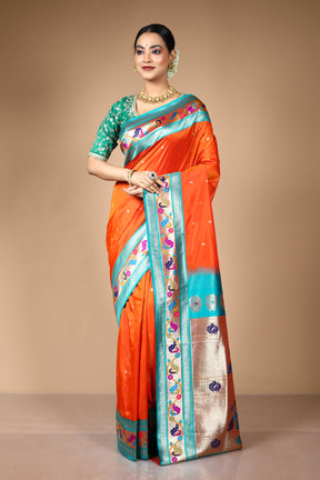 Orange Blended Art Silk Saree