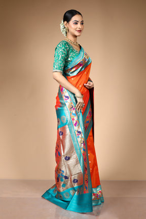 Orange Blended Art Silk Saree