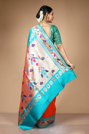 Orange Blended Art Silk Saree