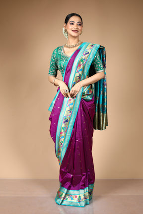Purple Blended Art Silk Saree