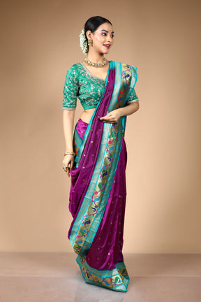 Purple Blended Art Silk Saree