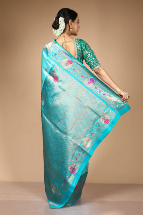 Sea Green Blended Art Silk Saree