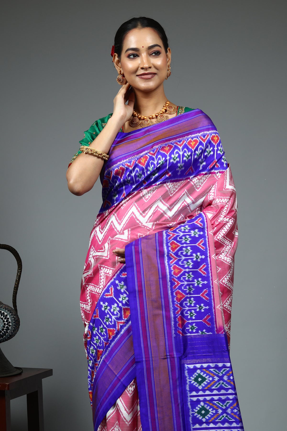 Pink Ikkat Saree