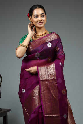 Purple Pure Kora Saree