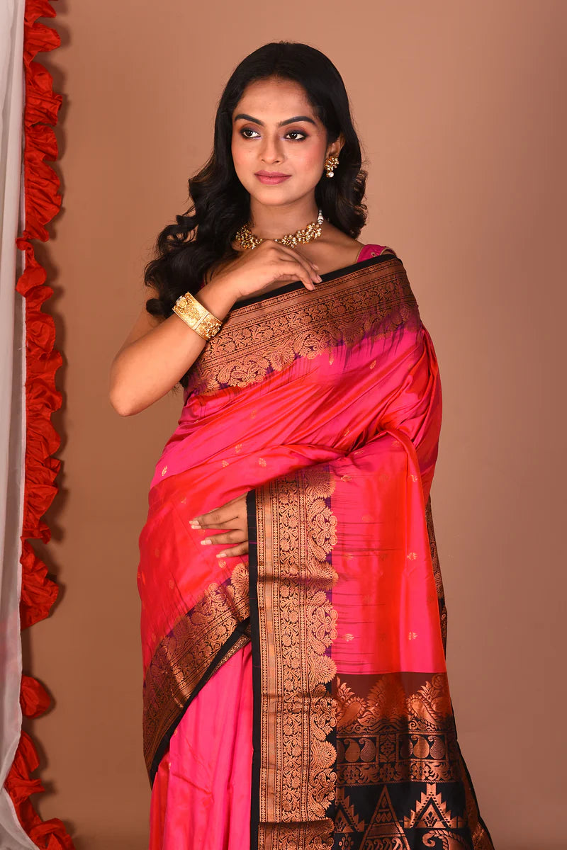 Dual Tone Pink Pure Kanjivaram Silk Saree - Keya Seth Exclusive