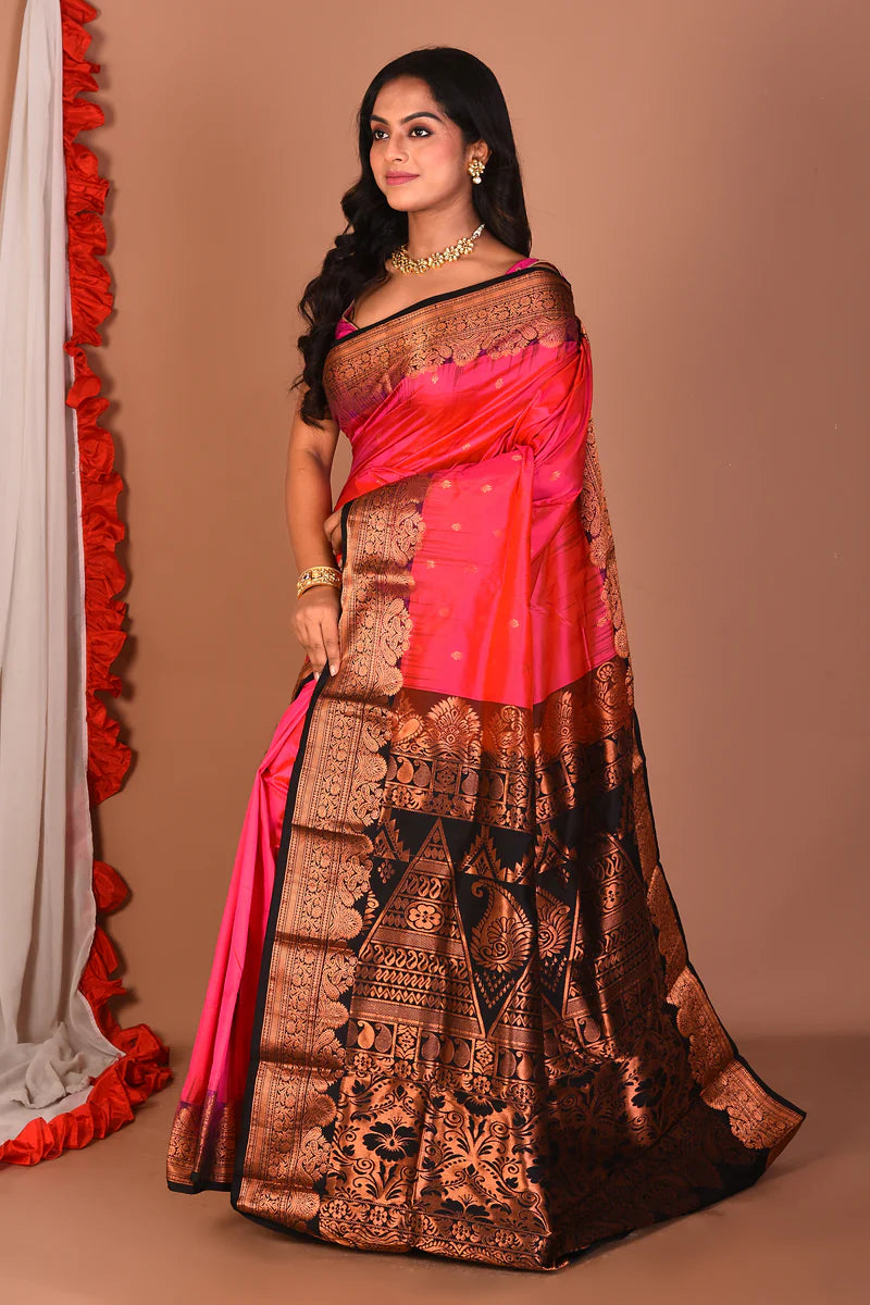 Dual Tone Pink Pure Kanjivaram Silk Saree - Keya Seth Exclusive