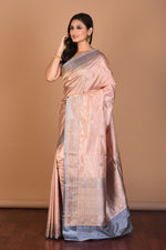 Load image into Gallery viewer, Cream Pure Katan Silk Saree with Blouse Piece - Keya Seth Exclusive
