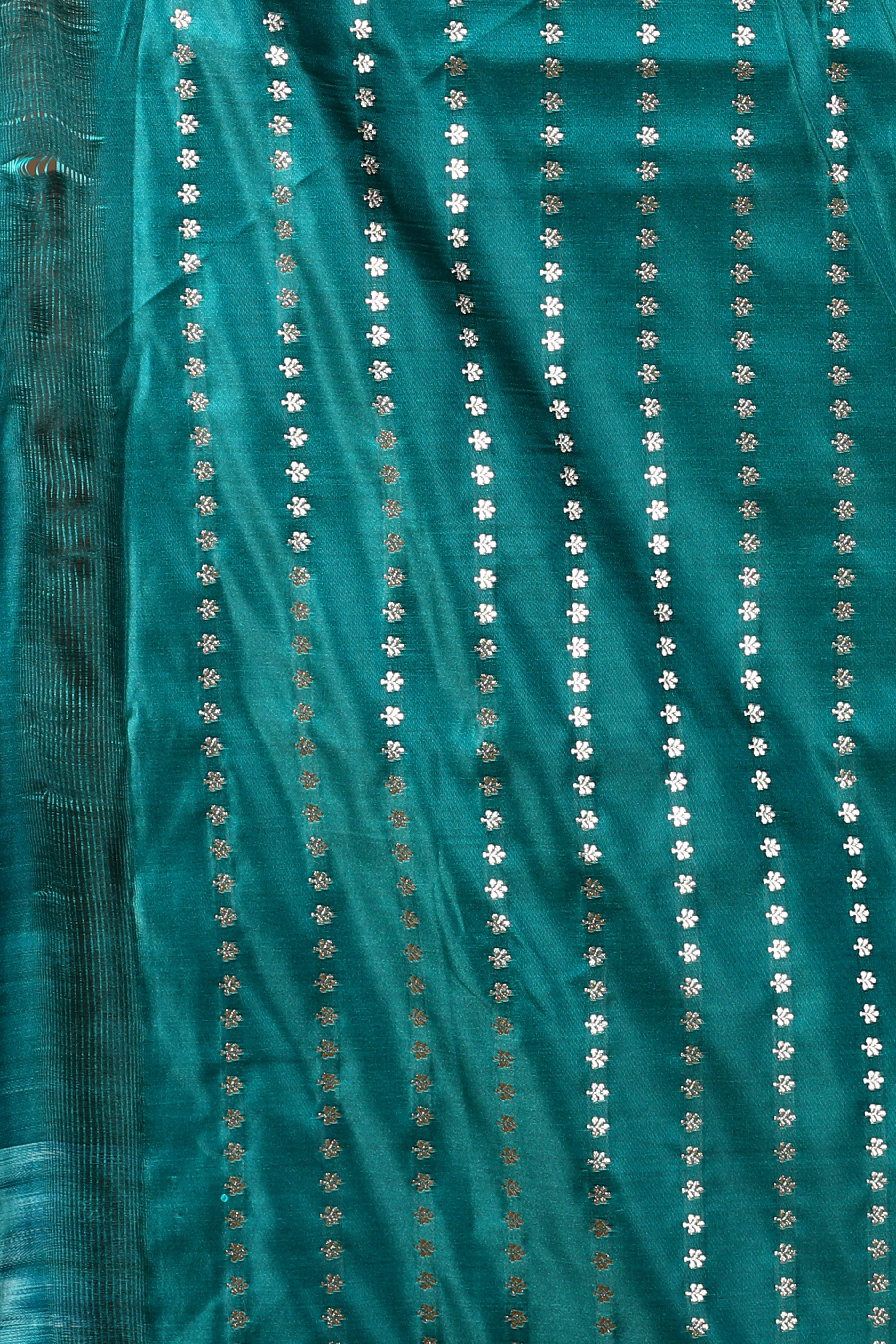 Dark Green Blended Satin Banarasi Saree
