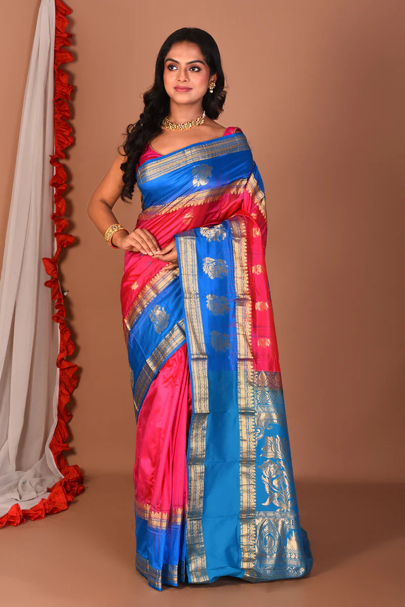 Pink Pure Kanjivaram Silk Saree - Keya Seth Exclusive