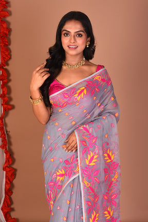 Grey Jamdani Saree - Keya Seth Exclusive