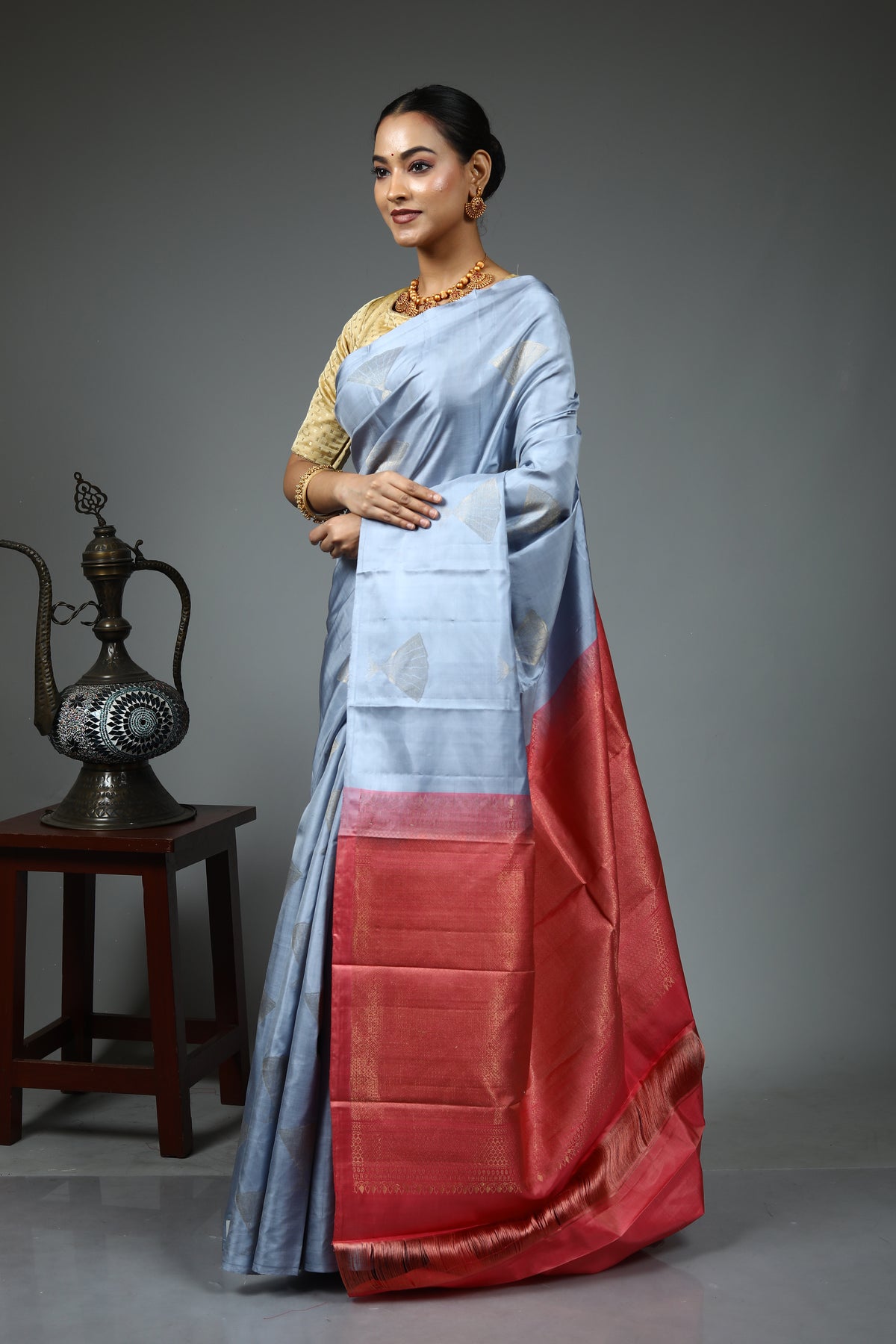 Grey Kanjivaram Silk Saree