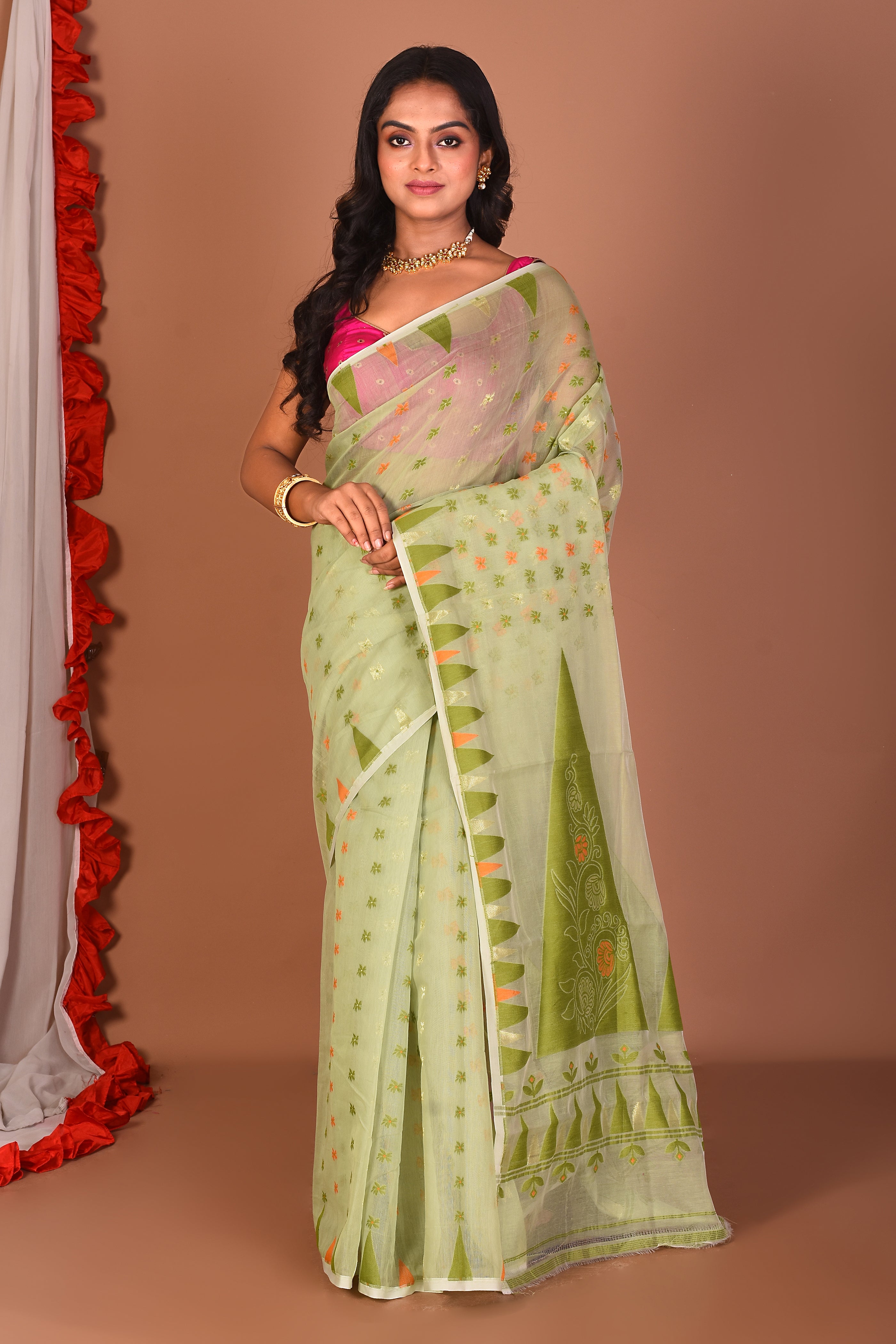 Green Jamdani Saree - Keya Seth Exclusive