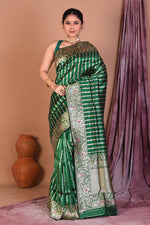 Load image into Gallery viewer, Green Pure Katan Saree with Golden Zari - Keya Seth Exclusive
