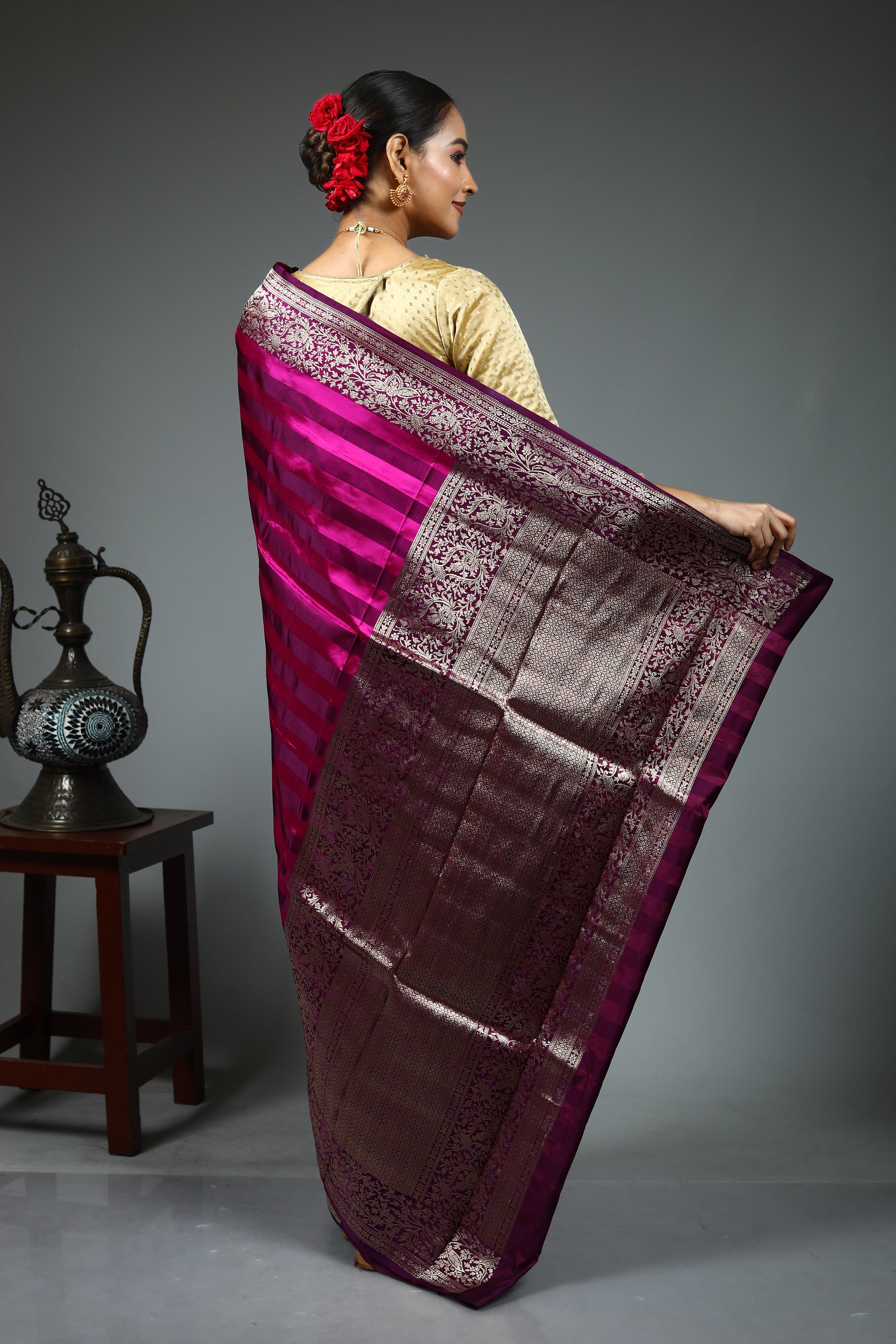 Purple Pure Katan Silk Saree