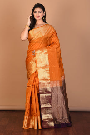 Mustard Blended Kanjivaram Silk Saree with Blouse Piece - Keya Seth Exclusive