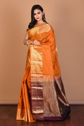 Mustard Blended Kanjivaram Silk Saree with Blouse Piece - Keya Seth Exclusive