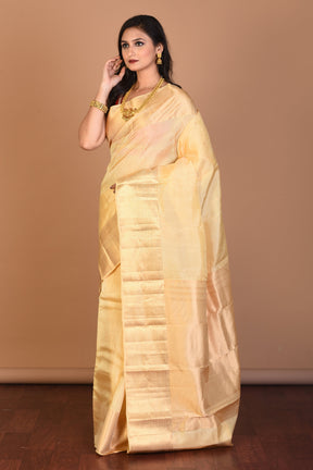 Beige Blended Kanjivaram Silk Saree with Blouse Piece - Keya Seth Exclusive