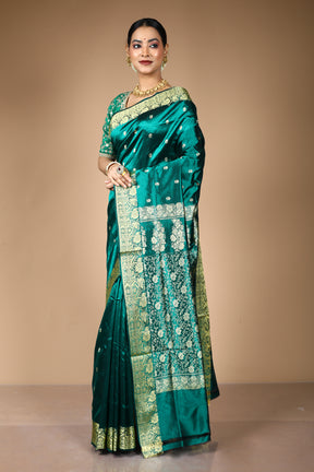 Dark Green Pure Katan Silk Saree