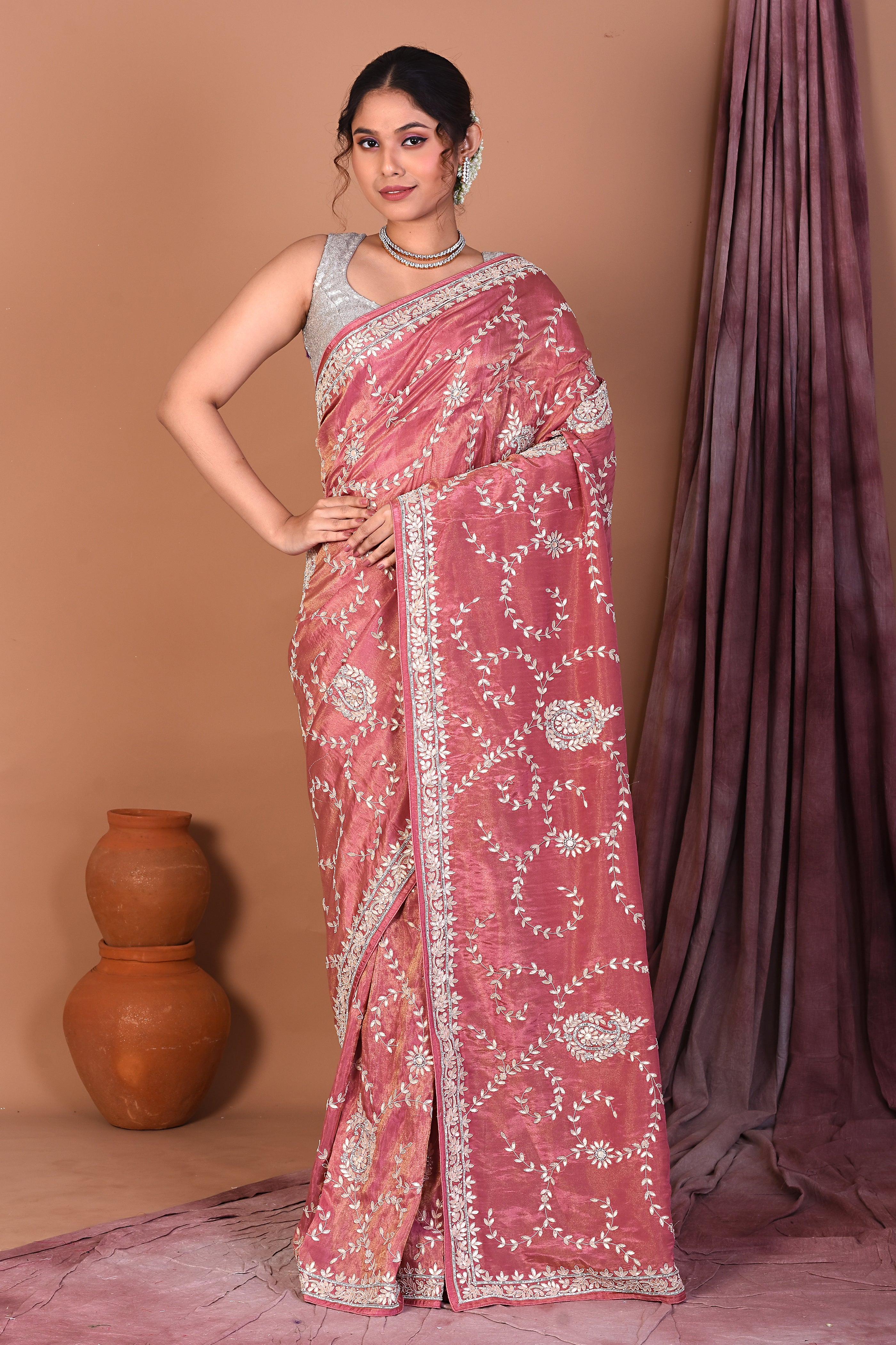 Peach Jimmy Choo Saree - Keya Seth Exclusive