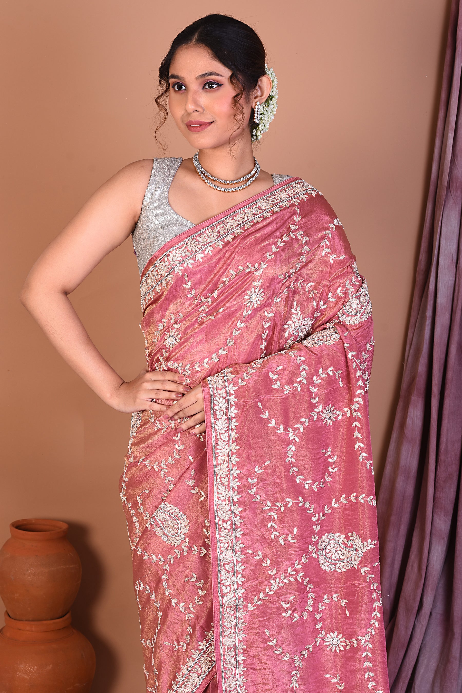 Peach Jimmy Choo Saree - Keya Seth Exclusive